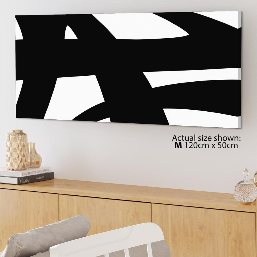 Abstract Black and White Bold Brushstrokes Canvas Wall Art Picture