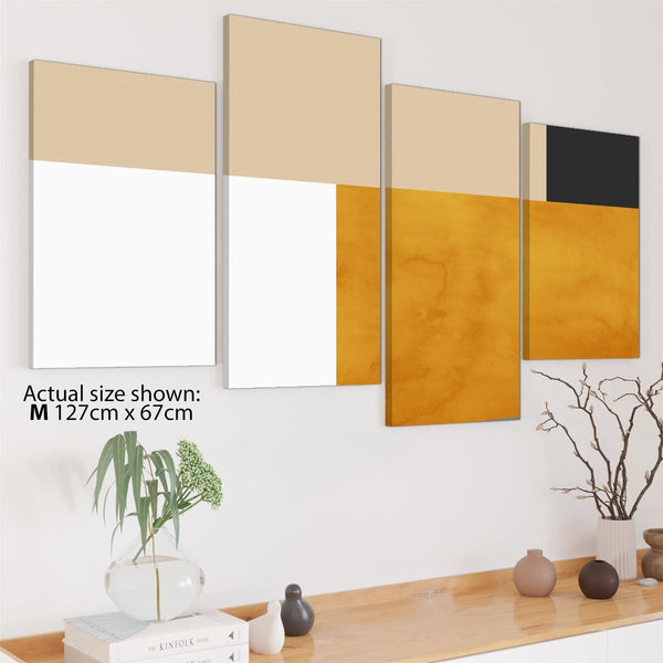 Abstract Mustard Yellow White Design Canvas Art Prints