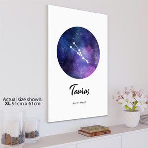 Astrology Zodiac Sign Taurus Canvas Wall Art Picture  Blue