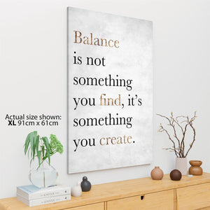 Balance Word Art - Typography Canvas Print Black Grey