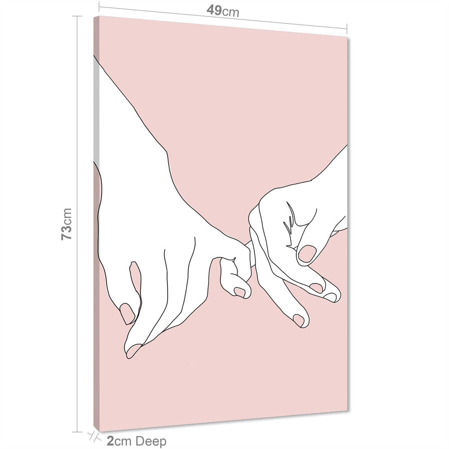 Pink White Figurative Entwined Fingers Canvas Art Pictures
