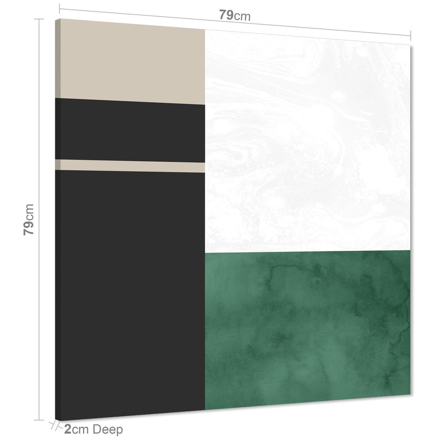 Abstract Green Grey Watercolour Canvas Wall Art Picture