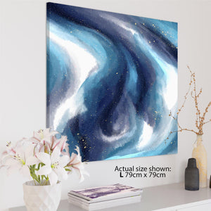 Abstract Blue White Watercolour Brushstrokes Canvas Art Pictures