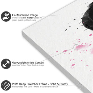 Black and White Pink Fashion Canvas Wall Art Print Make-up Compact