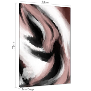 Abstract Black and White Pink Watercolour Brushstrokes Canvas Art Prints