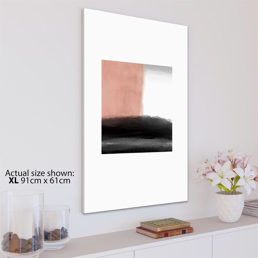 Abstract Pink Black Square Watercolour Canvas Art Pictures