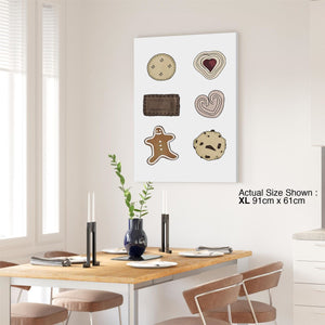 Kitchen Canvas Wall Art Picture Biscuit Selection Brown White