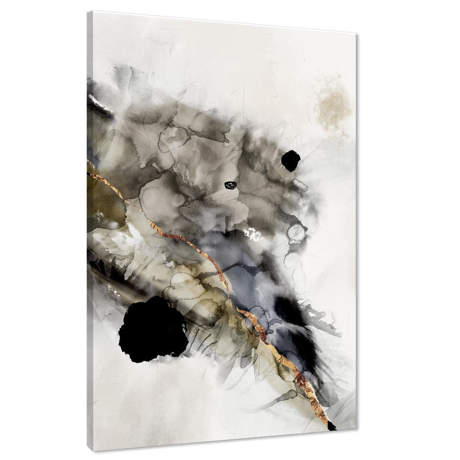 Abstract Grey Gold Watercolour Canvas Art Pictures