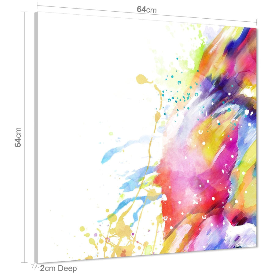 Abstract Multi Coloured Watercolour Brushstrokes Canvas Wall Art Picture