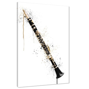 Clarinet Canvas Wall Art Print Black and White Music Themed