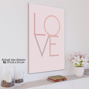 LOVE Quote Word Art - Typography Canvas Print Pink