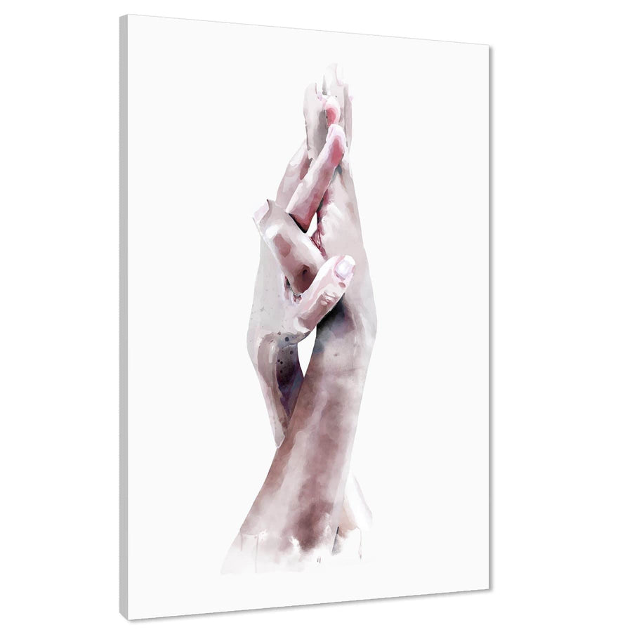 Blush Pink Figurative Loving Hands Peace Mindfulness Canvas Art Pictures