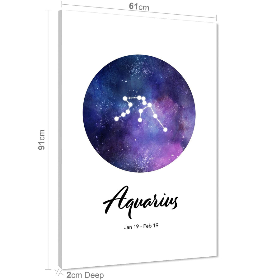 Astrology Zodiac Sign Aquarius Framed Wall Art Print  Blue