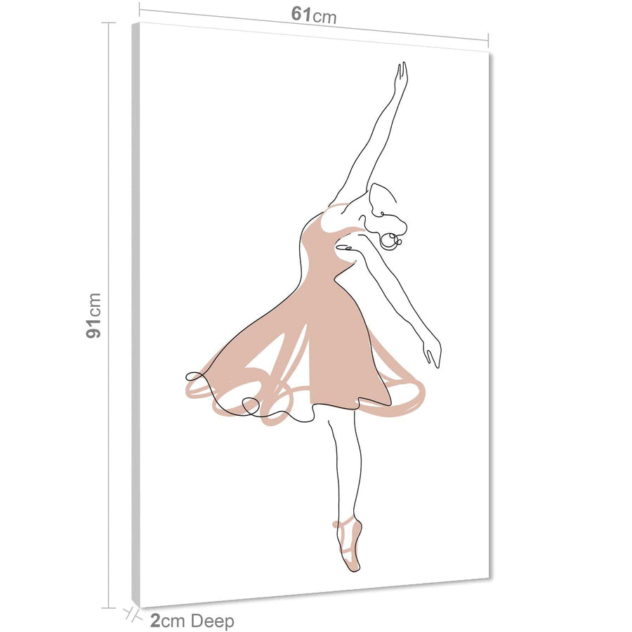 Pink White Figurative Ballet Dancer Canvas Art Prints