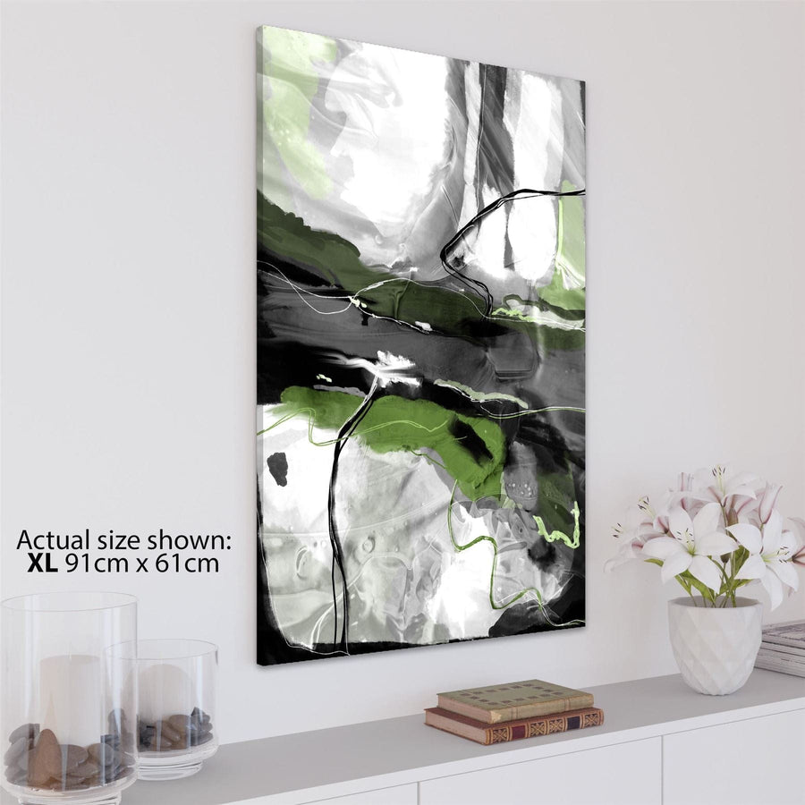 Abstract Lime Green Grey Artwork Framed Art Prints