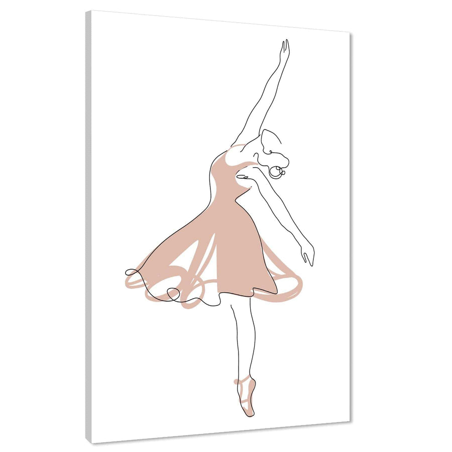 Pink White Figurative Ballet Dancer Canvas Art Prints