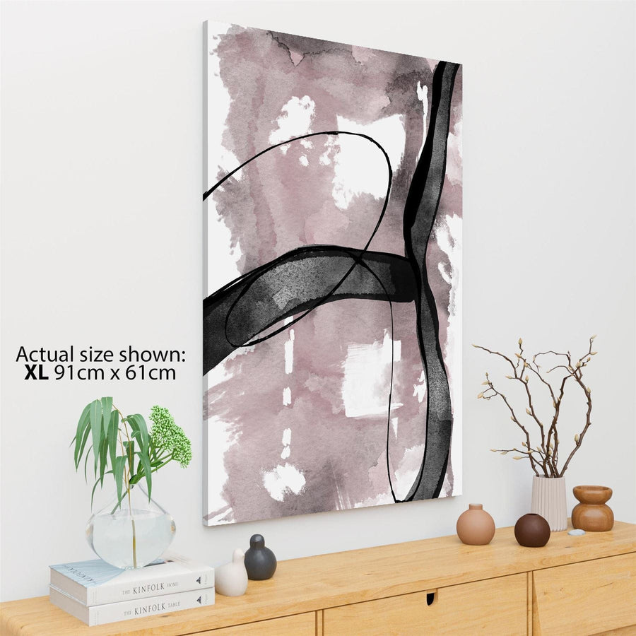 Abstract Blush Pink Black Artwork Framed Wall Art Print