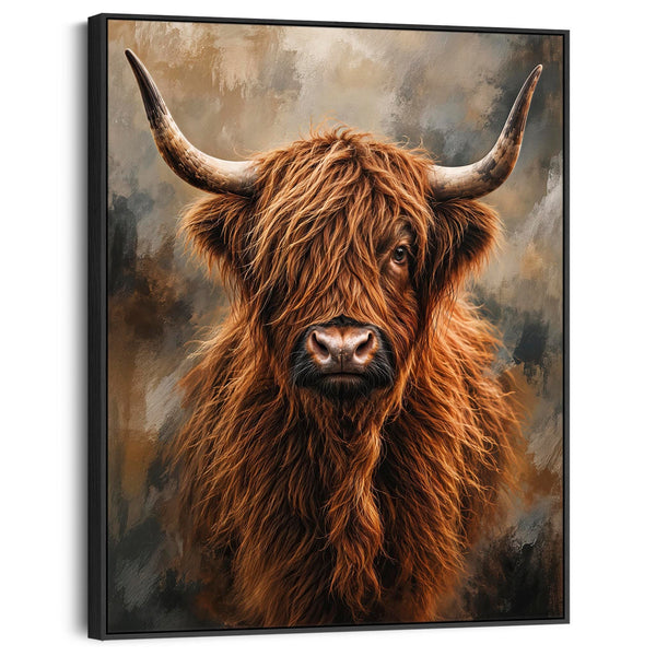 Finlay - Highland Cow - Copper & Neutral - Framed Coo Wall Art