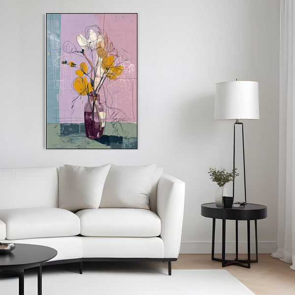 Floral Arrangement - Purple Lilac Wall Art Print on Canvas Framed