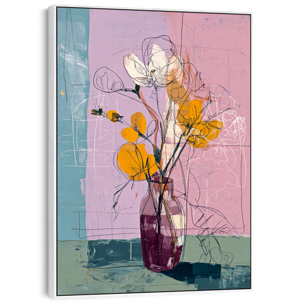 Floral Arrangement - Purple Lilac Wall Art Print on Canvas Framed