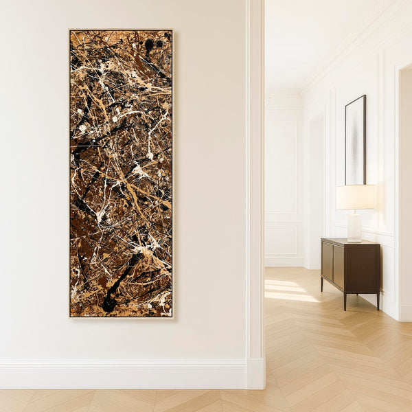 Tall Hallway Framed Vertical Canvas for Hall - Umber Espresso