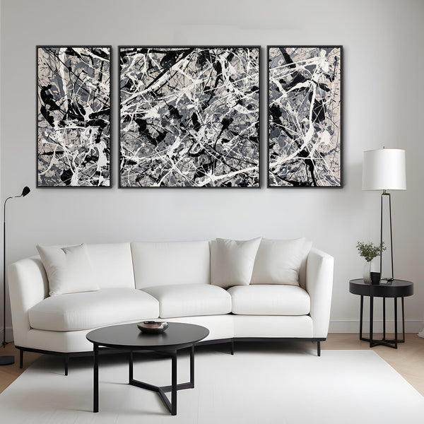 Large Neutral Set 3 Canvas Wall Art over Sofa for Lounge - Evo