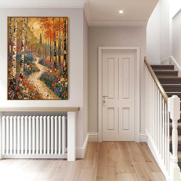 Gustav Klimt inspired Colourful Framed Canvas Art Forest Path