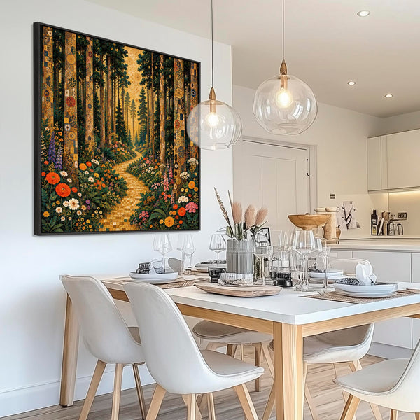 Gustav Klimt inspired Colourful Framed Canvas - Forest Path