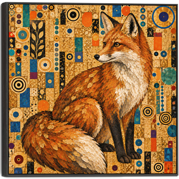 Large Gustav Klimt inspired Framed Canvas Wall Art - Foxy