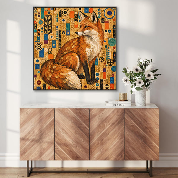 Large Gustav Klimt inspired Framed Canvas Wall Art - Foxy