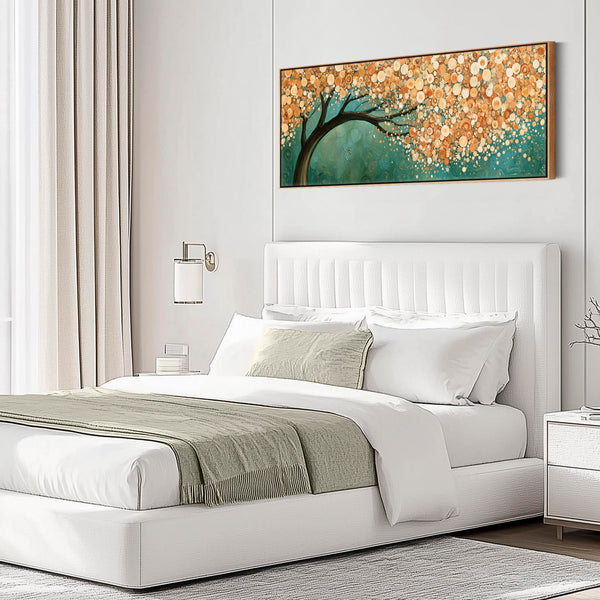 Teal Cream Gustav Klimt inspired Bedroom over Bed Canvas Art
