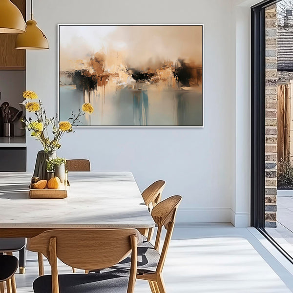 Teal Gold Canvas Framed Wall Art Print - Hushed
