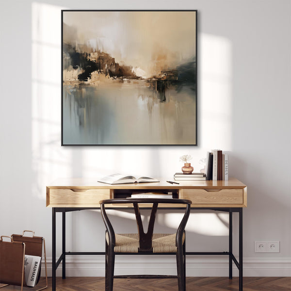 Golden Teal Sunrise Square Artwork Canvas - Hazy Shores