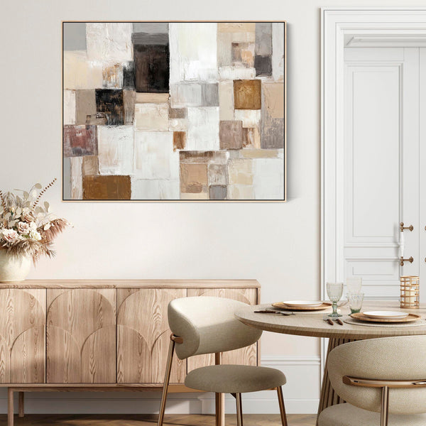 Large Dining Room Framed Artwork on Canvas - Stone Oak Earth