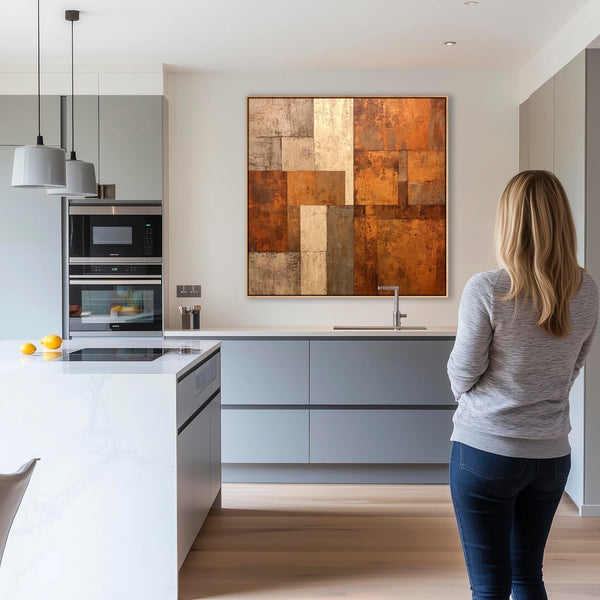 Beige Orange Rust Abstract Wall Art - Urban Fields