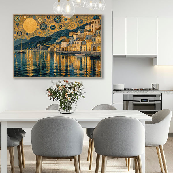Blue Yellow Framed Canvas Art Gustav Klimt inspired - Twilight