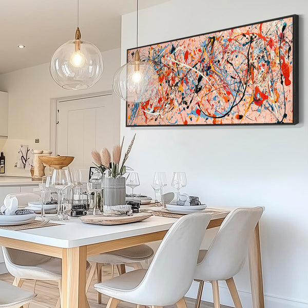 Wide Long Colourful Pink Framed Canvas Picture - Kinetic Art