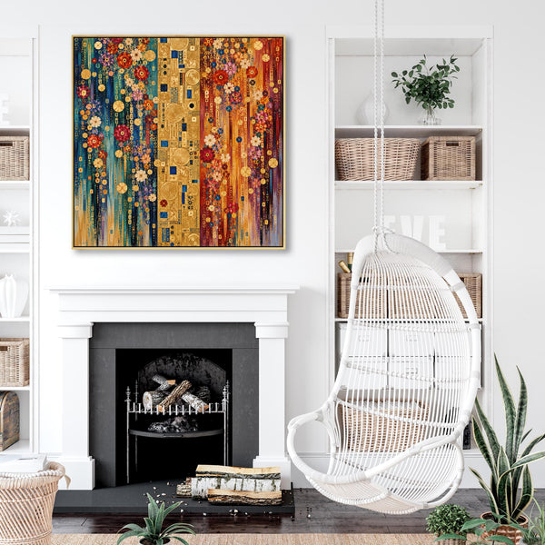 Colourful Vibrant Gustav Klimt inspired Framed Canvas Wall Art