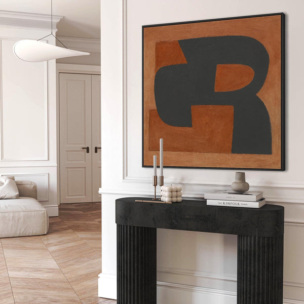 Orange Umber Artwork Canvas Framed - Rusted Monolith