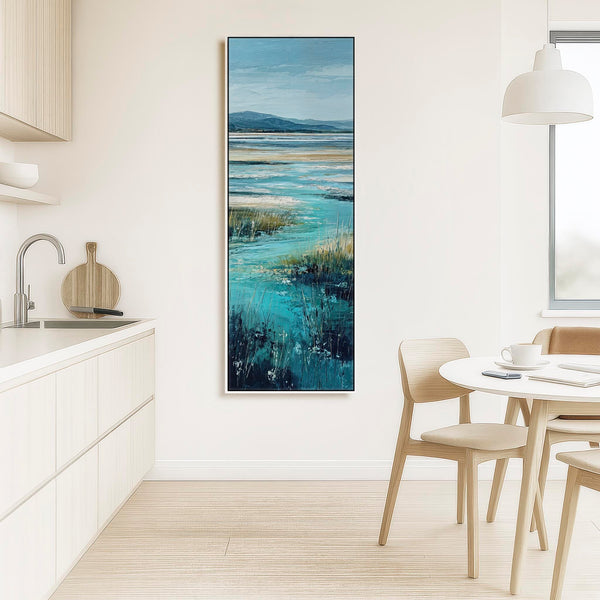 Tall Upright Scottish Coastal Framed Art on Canvas - Stillness