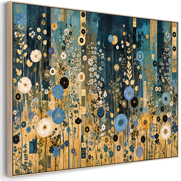 Large Blue Cream Gustav Klimt inspired Living Room Canvas Art