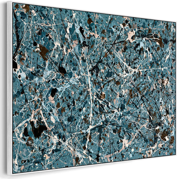 Extra Large Teal Cream Living Room over Sofa Framed Wall Art