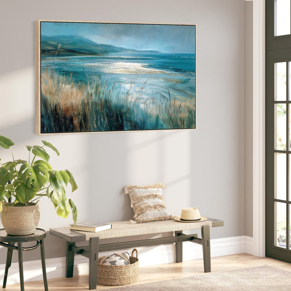 Large Hallway Entrance Framed Canvas Wall Art - Coastal Storm