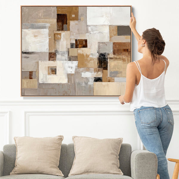 Extra Large Framed Canvas for Living Room - Neutral Earth