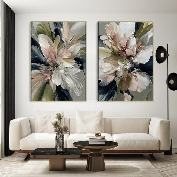 Extra Large Living Room Pair Canvas Pictures Framed - Set of 2