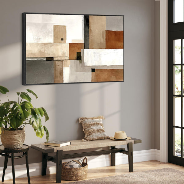 Orange Grey Framed Artwork on Canvas Terracotta Shadows