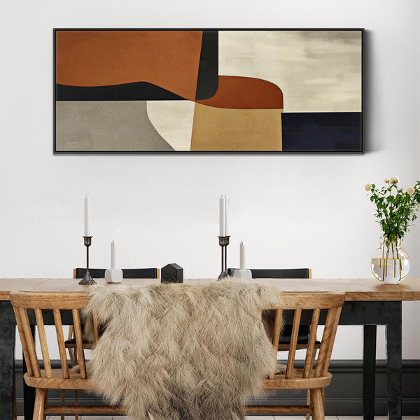 Wide Orange Rust Retro Framed Horizontal Artwork Canvas