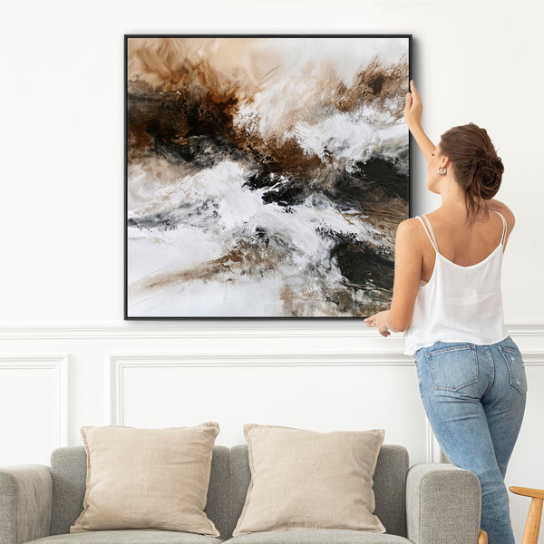 Brown White Abstract Framed Wall Art - Umber Solace
