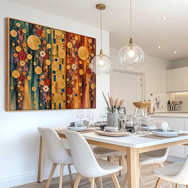 Unusual Bright Gustav Klimt inspired Framed Canvas - Colourful