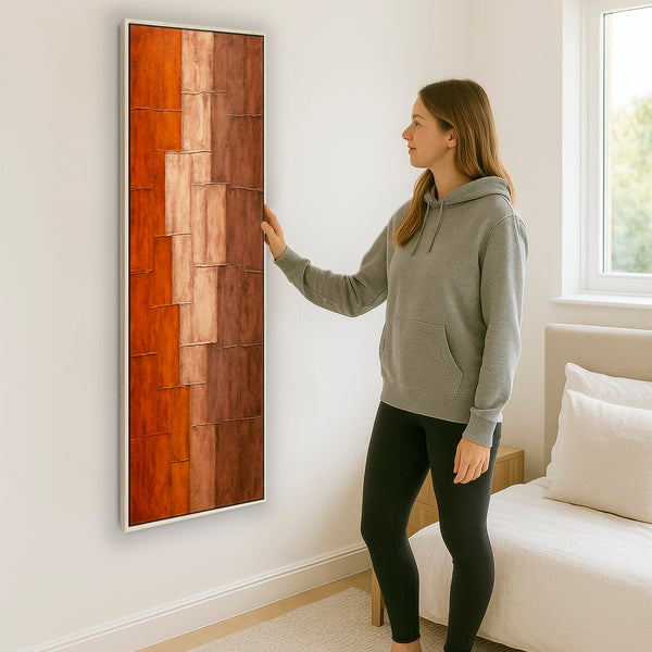 Earthy Orange Tall Vertical Wall Art - Upright Rusty Autumn